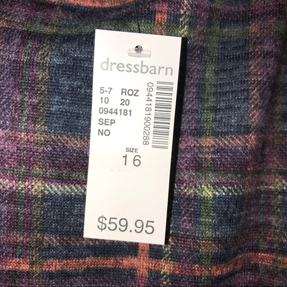 Roz & Ali Plaid Ruffle Sleeve Dress - Navy and Red - Picture 7 of 11